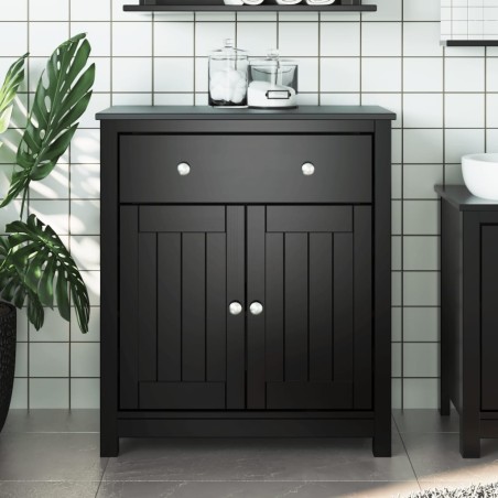 vidaXL Mueble de baño BERG madera maciza de pino negro 69,5x34x80 cm