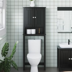 vidaXL Mueble para inodoro BERG madera maciza negro 60x27x164,5 cm