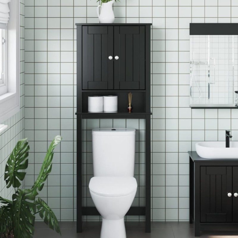 vidaXL Mueble para inodoro BERG madera maciza negro 60x27x164,5 cm vidaXL Mueble para inodoro BERG madera maciza negro 60x27x164,5 cm