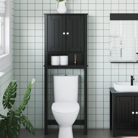 vidaXL Mueble para inodoro BERG madera maciza negro 60x27x164,5 cm