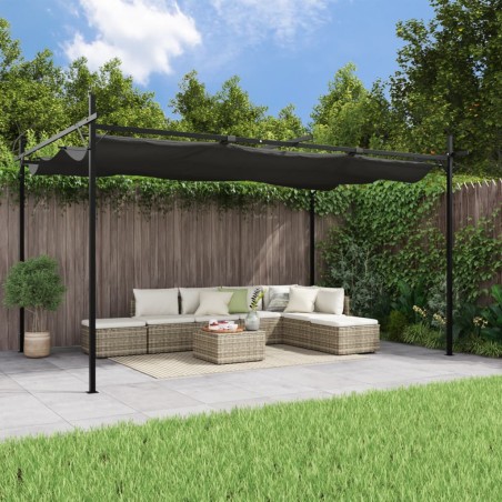 vidaXL Pérgola con cubierta retráctil gris antracita 395x292x230 cm