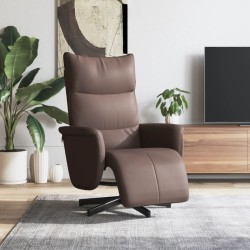 vidaXL Sillón reclinable con reposapiés cuero sintético marrón