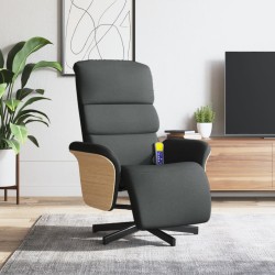vidaXL Sillón reclinable de masaje con reposapiés tela gris oscuro