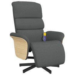 vidaXL Sillón reclinable de masaje con reposapiés tela gris oscuro