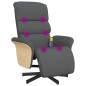 vidaXL Sillón reclinable de masaje con reposapiés tela gris oscuro vidaXL Sillón reclinable de masaje con reposapiés tela gris oscuro