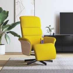 vidaXL Sillón reclinable de masaje con reposapiés tela amarillo claro