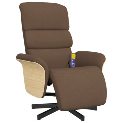 vidaXL Sillón reclinable de masaje con reposapiés tela marrón