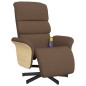 vidaXL Sillón reclinable de masaje con reposapiés tela marrón