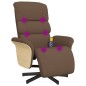vidaXL Sillón reclinable de masaje con reposapiés tela marrón