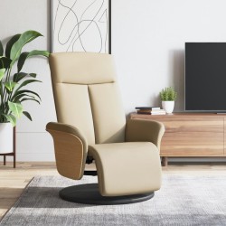 vidaXL Sillón reclinable con reposapiés tela color crema