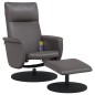 vidaXL Sillón de masaje reclinable con reposapiés cuero sintético gris vidaXL Sillón de masaje reclinable con reposapiés cuero sintético gris