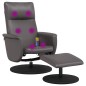 vidaXL Sillón de masaje reclinable con reposapiés cuero sintético gris vidaXL Sillón de masaje reclinable con reposapiés cuero sintético gris