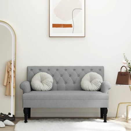 vidaXL Banco con respaldo tela gris claro 120x62x75,5 cm