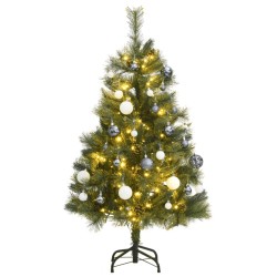 vidaXL Árbol Navidad artificial con bisagras 150 LED y bolas 120 cm