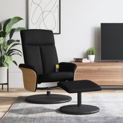 vidaXL Sillón reclinable de masaje con reposapiés tela negro