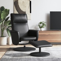 vidaXL Sillón reclinable con reposapiés cuero sintético negro