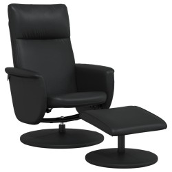 vidaXL Sillón reclinable con reposapiés cuero sintético negro