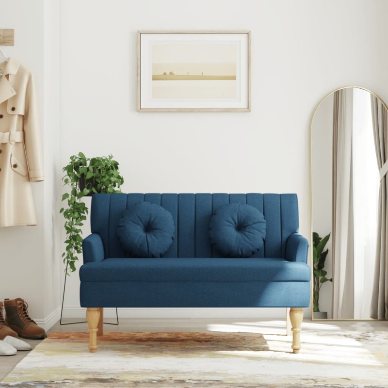 vidaXL Banco con cojines tela azul 113x64,5x75,5 cm vidaXL Banco con cojines tela azul 113x64,5x75,5 cm