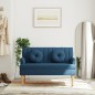 vidaXL Banco con cojines tela azul 113x64,5x75,5 cm vidaXL Banco con cojines tela azul 113x64,5x75,5 cm