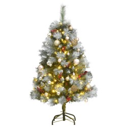vidaXL Árbol Navidad artificial con bisagras 150 LED y bolas 120 cm