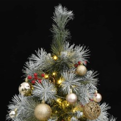 vidaXL Árbol Navidad artificial con bisagras 150 LED y bolas 120 cm