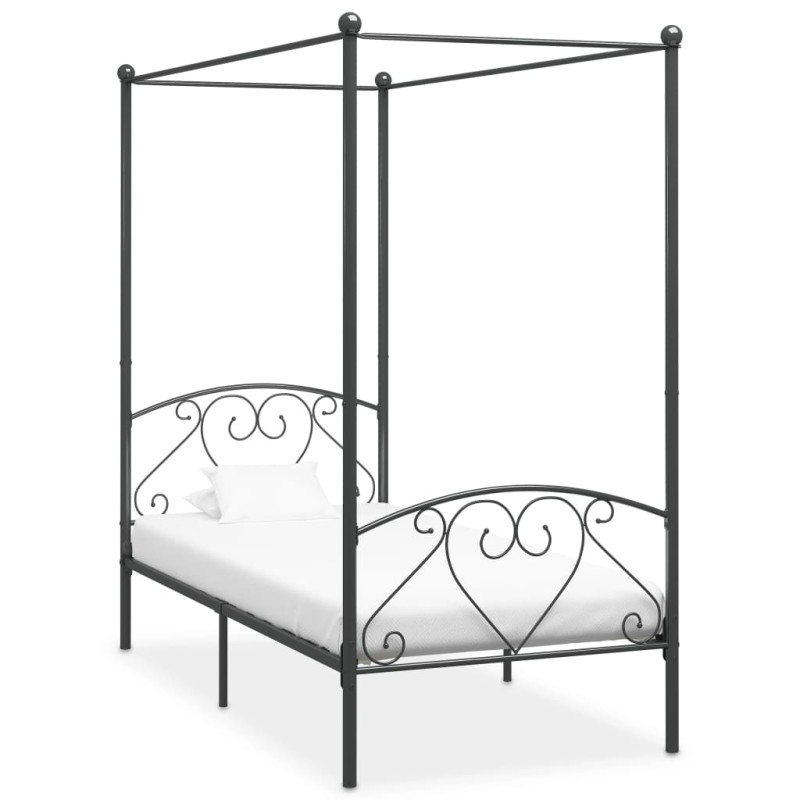 vidaXL Estructura de cama con dosel metal gris 100x200 cm vidaXL Estructura de cama con dosel metal gris 100x200 cm