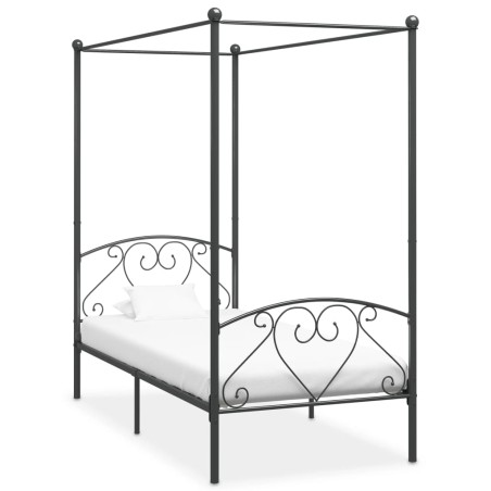 vidaXL Estructura de cama con dosel metal gris 100x200 cm 
