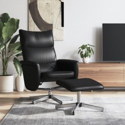 vidaXL Sillón reclinable con reposapiés cuero sintético negro
