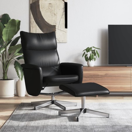 vidaXL Sillón reclinable con reposapiés cuero sintético negro