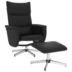 vidaXL Sillón reclinable con reposapiés cuero sintético negro