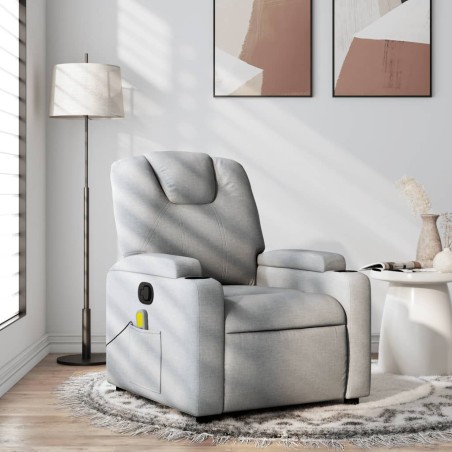 vidaXL Sillón reclinable de masaje de tela gris claro