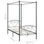 vidaXL Estructura de cama con dosel metal gris 100x200 cm vidaXL Estructura de cama con dosel metal gris 100x200 cm