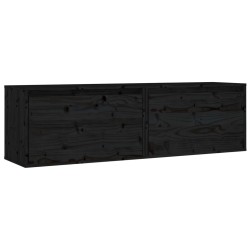vidaXL Armario de pared 2 uds madera maciza de pino negro 60x30x35 cm
