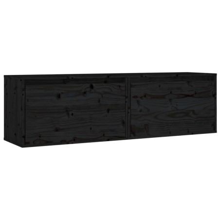 vidaXL Armario de pared 2 uds madera maciza de pino negro 60x30x35 cm