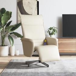 vidaXL Sillón reclinable masaje con reposapiés cuero sintético crema