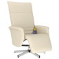 vidaXL Sillón reclinable masaje con reposapiés cuero sintético crema