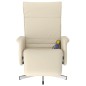 vidaXL Sillón reclinable masaje con reposapiés cuero sintético crema