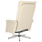 vidaXL Sillón reclinable masaje con reposapiés cuero sintético crema