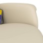vidaXL Sillón reclinable masaje con reposapiés cuero sintético crema