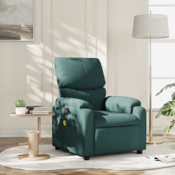vidaXL Sillón de masaje reclinable de tela verde oscuro