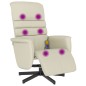 vidaXL Sillón reclinable masaje con reposapiés cuero sintético crema vidaXL Sillón reclinable masaje con reposapiés cuero sintético crema