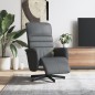 vidaXL Sillón reclinable de masaje con reposapiés cuero sintético gris