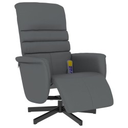 vidaXL Sillón reclinable de masaje con reposapiés cuero sintético gris