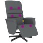 vidaXL Sillón reclinable de masaje con reposapiés cuero sintético gris