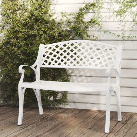 vidaXL Banco de jardín de aluminio fundido blanco102 cm 