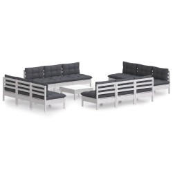 vidaXL Muebles de jardín 13 pzas con cojines antracita madera de pino