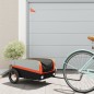 vidaXL Remolque para bicicleta hierro negro y naranja 30 kg vidaXL Remolque para bicicleta hierro negro y naranja 30 kg