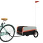 vidaXL Remolque para bicicleta hierro negro y naranja 30 kg vidaXL Remolque para bicicleta hierro negro y naranja 30 kg
