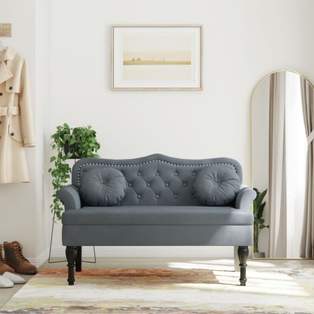 vidaXL Banco con cojines terciopelo gris oscuro 120,5x65x75 cm