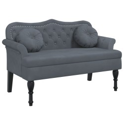 vidaXL Banco con cojines terciopelo gris oscuro 120,5x65x75 cm